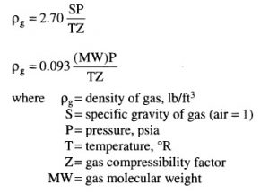density of gas